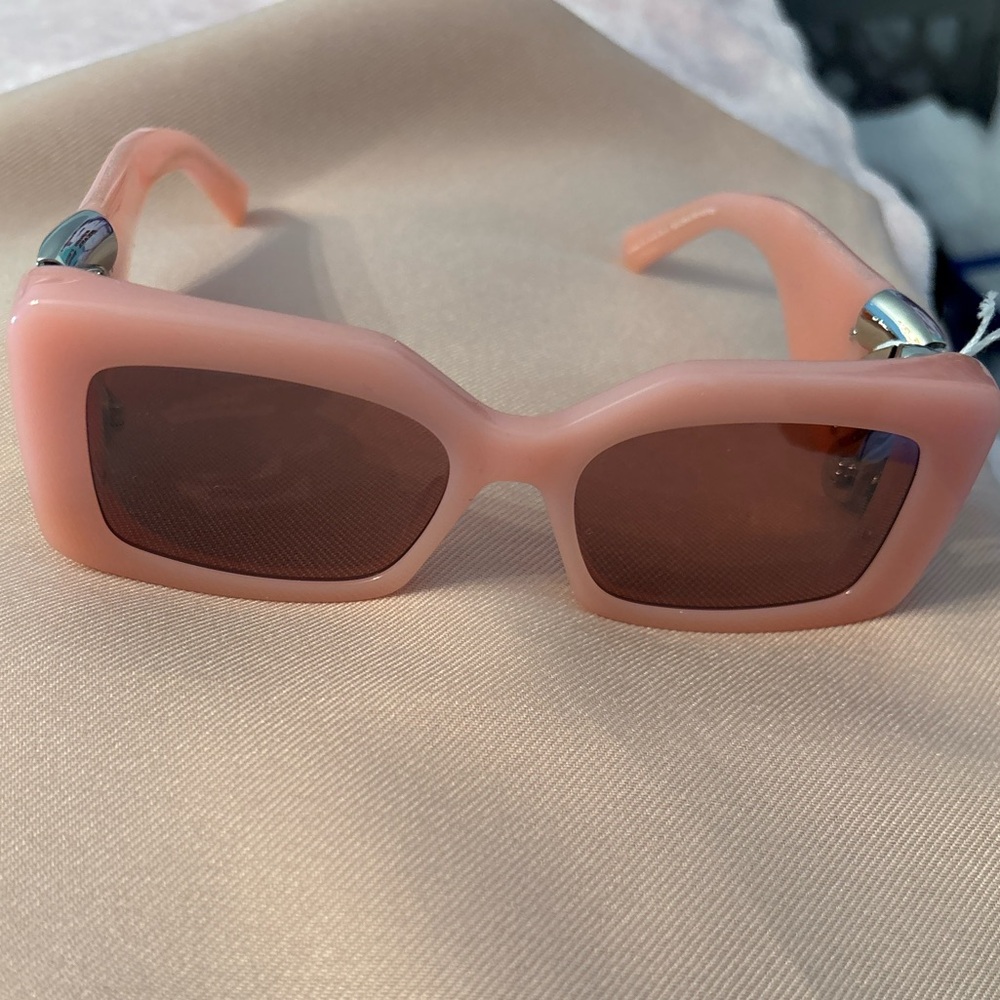 Stella McMartney peach pink rectangular sunglasse… - image 3